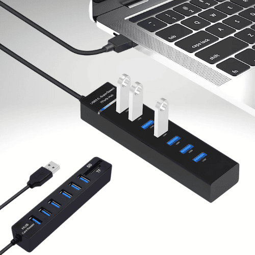 🔌 Multiplicador USB 3.0 de 7 Puertos – Alta Velocidad y Rendimiento